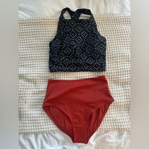 Old Navy 2 piece Swimsuit - High Waisted Bottoms & Modest Cross Back Top - XS